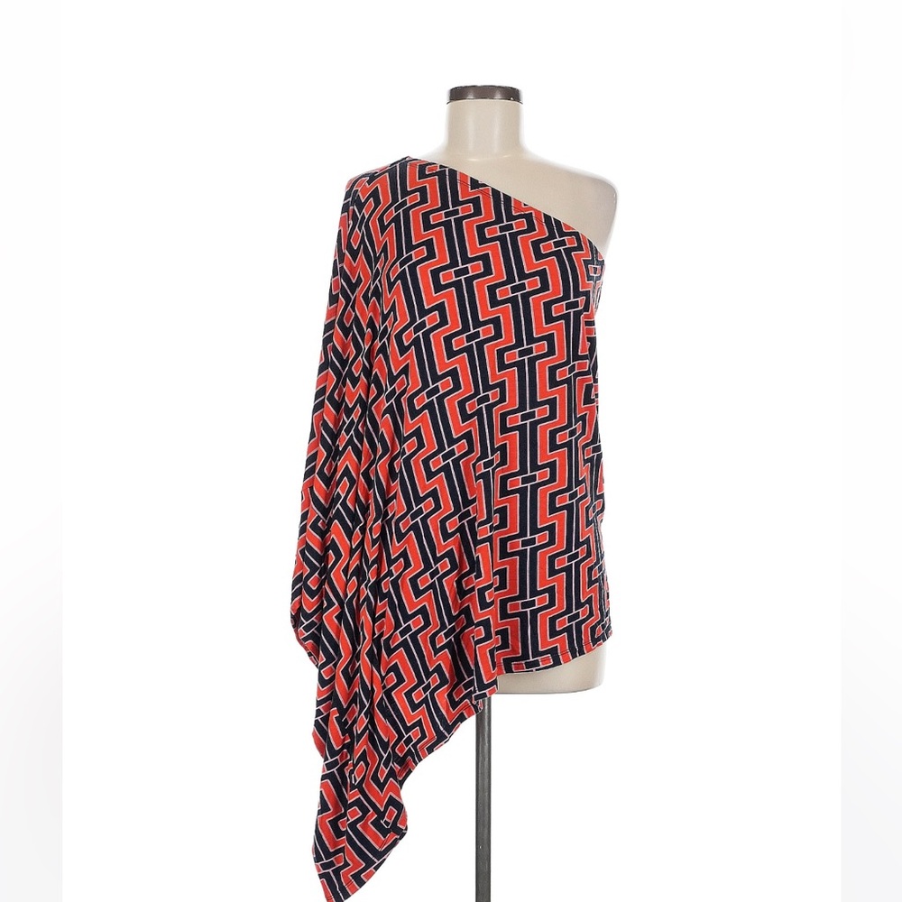 Michael Kors Orange Red and Blue Patterned Fabric off the shoulder top M